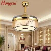 hongcui ceiling fan lights lamps remote control without blade modern gold led for home dining room restaurant