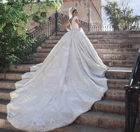 luxury princess arabic dubai wedding dress 2021 lace appliqued 3d flowers beads 1m train custom made bridal gowns robe de mariee