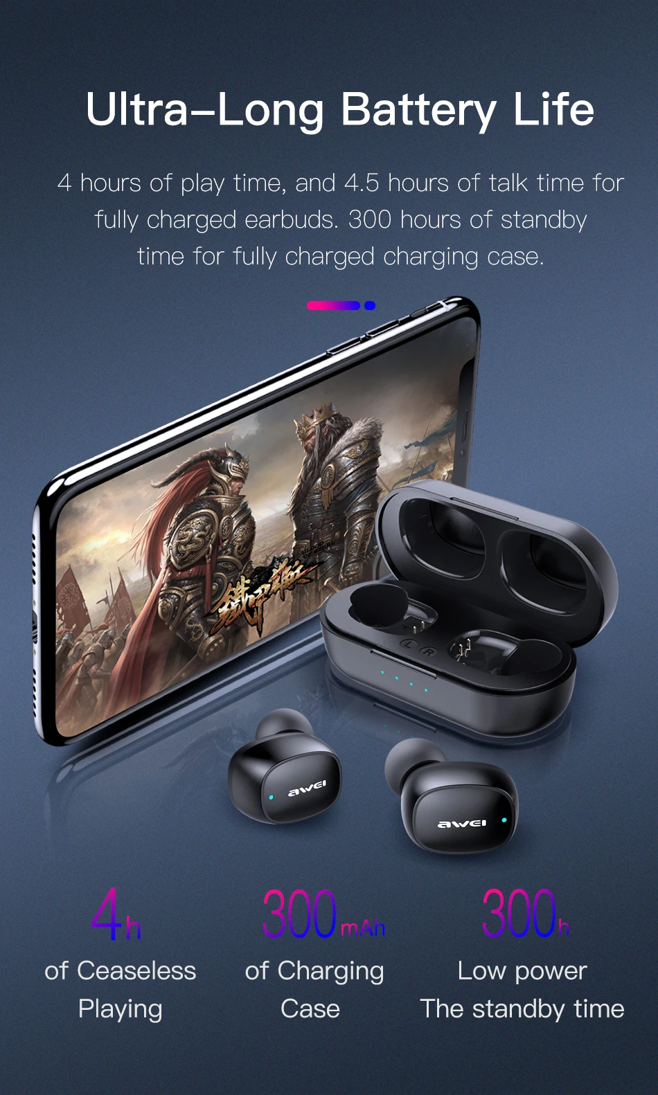 AWEI T13 TWS настоящие беспроводные Bluetooth наушники бас HiFi в уши мини Капсула Touch Contorl с микрофоном HiFi стерео игровые наушники