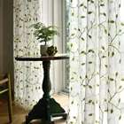 Современные тюлевые шторы для Гостиная Спальня занавески с зелеными листьями вышитые окна скрининга декора