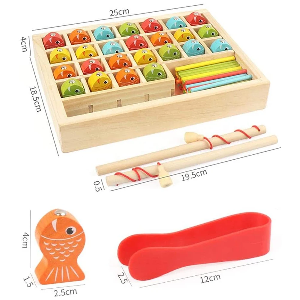 

Teaching Tool Wooden Magnetic Color Sorting Early Learning Montessori Toys Fishing Math Game Preschool Education Toddler Kids