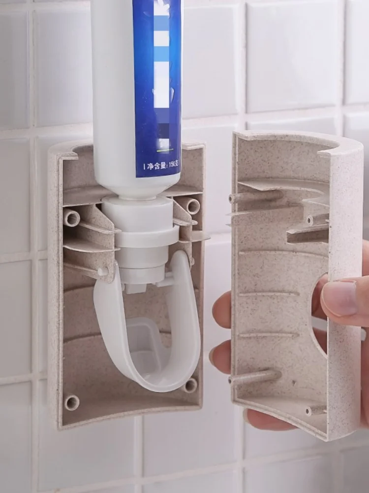 

Automatic Toothpaste Dispenser non-toxic Wall hanger Mount Dust-Proof Toothpaste Squeezer quick take straw toothpaste rack home