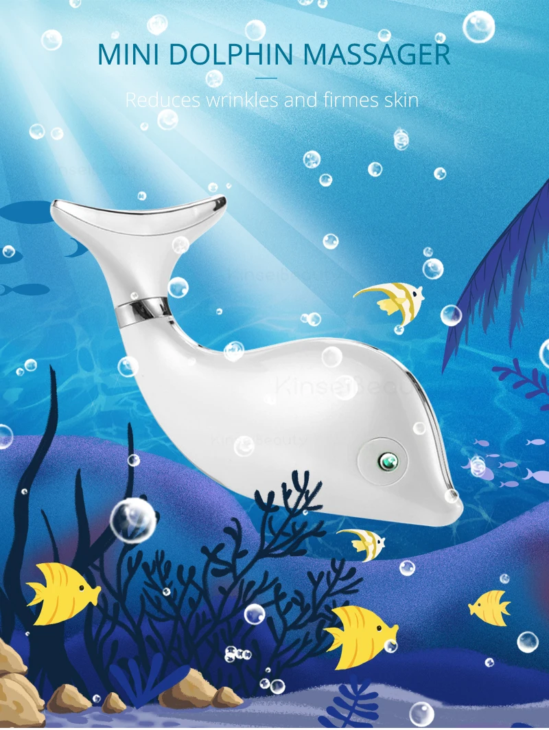 

2021 Mini Electric Dolphin Neck Face Massager With Vibration Heating Lifting Facial Massage Relax V Face Lifting Firming Device