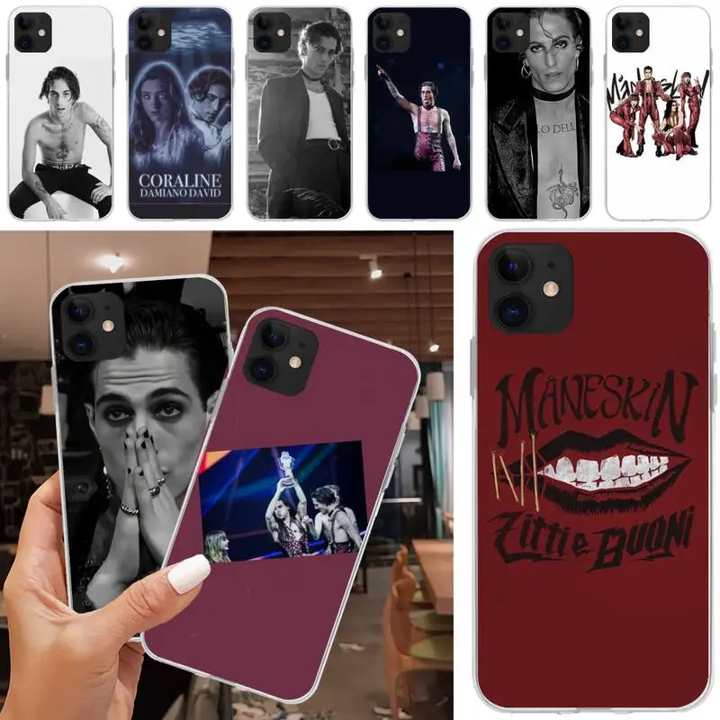

Maneskin Damiano David Phone Case Matching Coque Transparent For Iphone XR 11 12 13 Pro X XS Max 6 7 8 6s Plus SE2020 Case