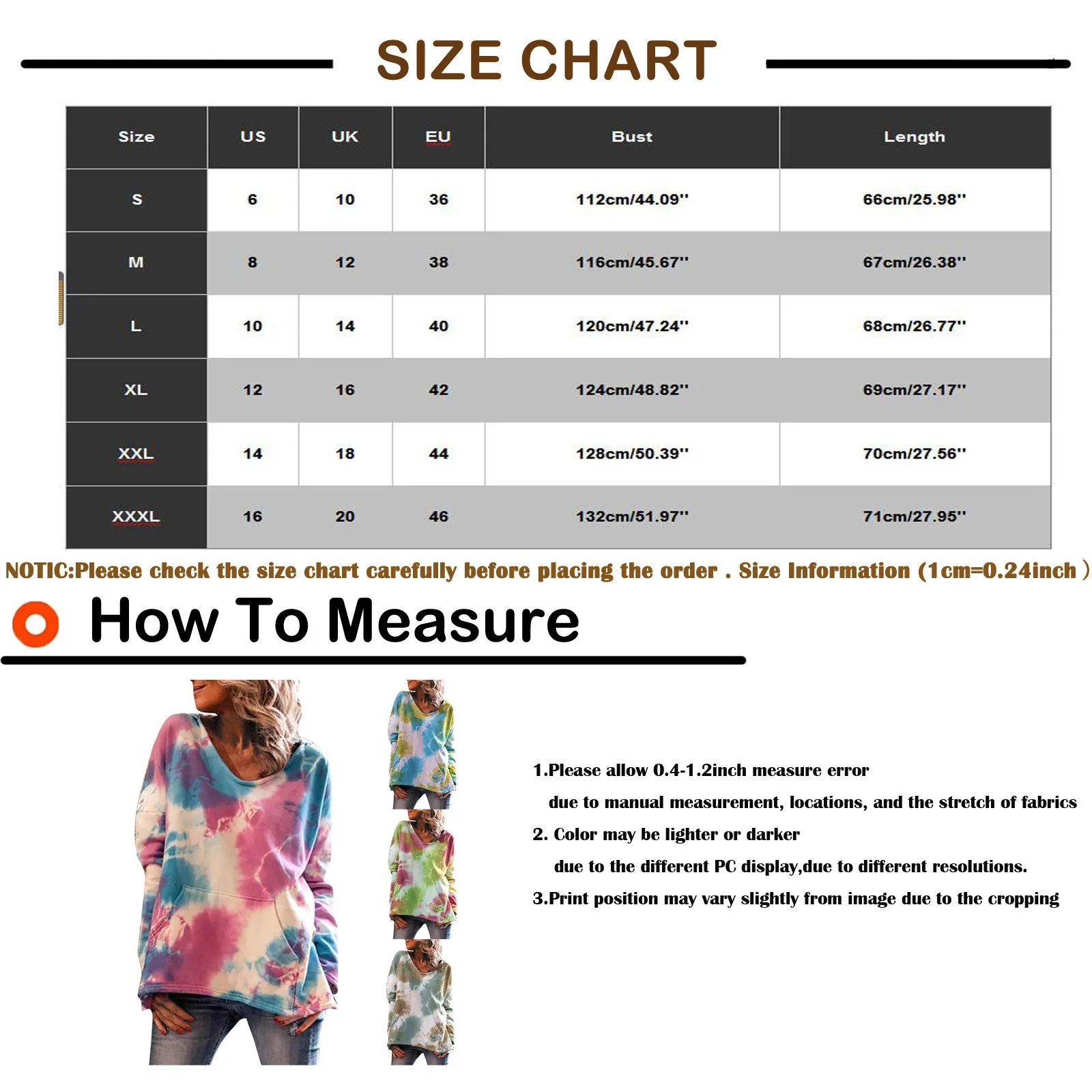 

Women's Hoodie Casual Loose Tie-dye Pocket Long Sleeve Sweatshirts Pullover Hooded Harajuk Sweatshirt Hoodies Moletom