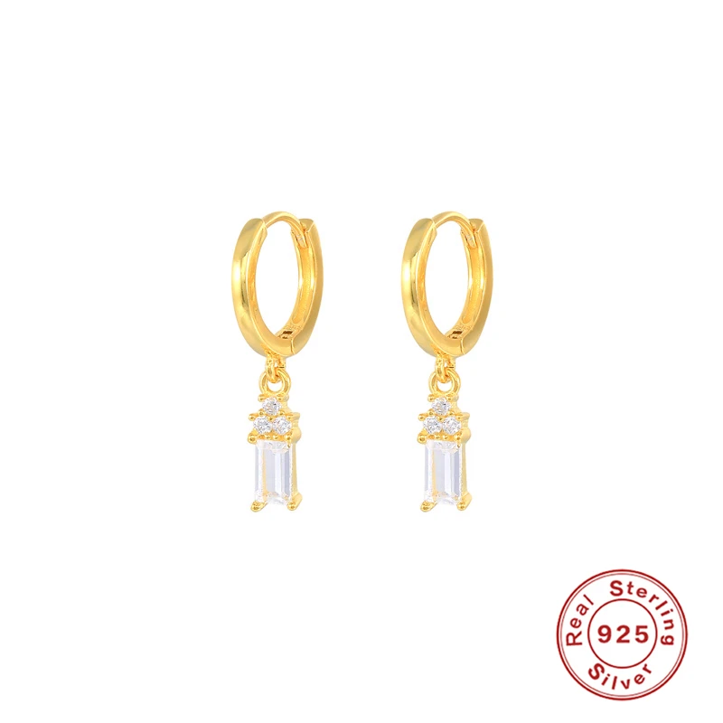

Aide 925 Sterling Silver Hoop Earrings for Women Bling White Color CZ Crystal Prevent Allergy Earrings Fashion Jewelry Pendiente