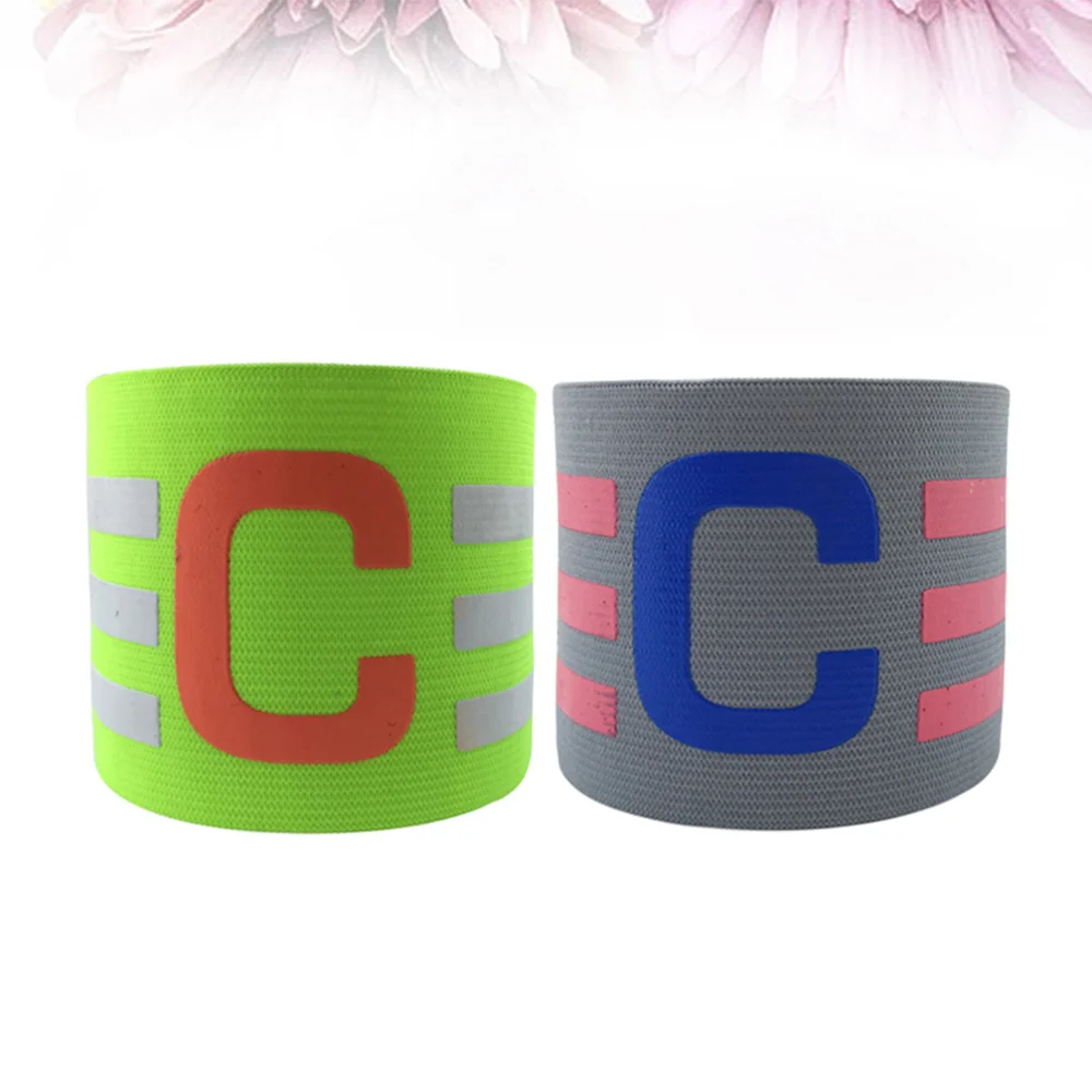 

2pcs Fashion Sports Armband Football Soccer Captain Armlet Rugby Basketball Player Arm Bound Bands (Green and Grey)