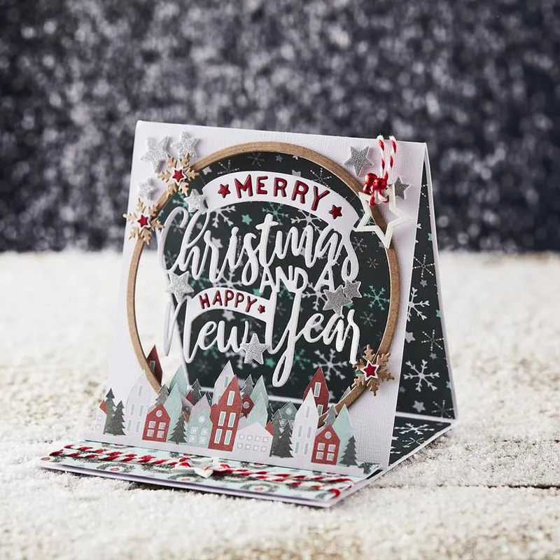 Счастливого Рождества штампы буквы дерево Милая птица Снеговик Олень для