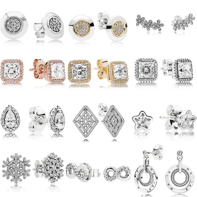 Женские круглые серьги гвоздики с кристаллом ювелирное изделие из стерлингового