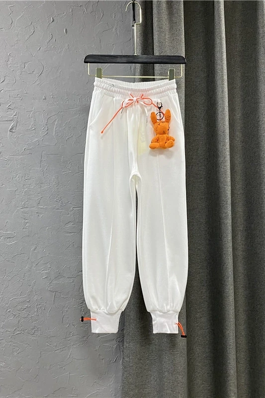

White Cropped Pants Women's Casual Sports Pants 2021 New Spring and Summer Female Wear Harem Pants Fashion Loose Sweatpants