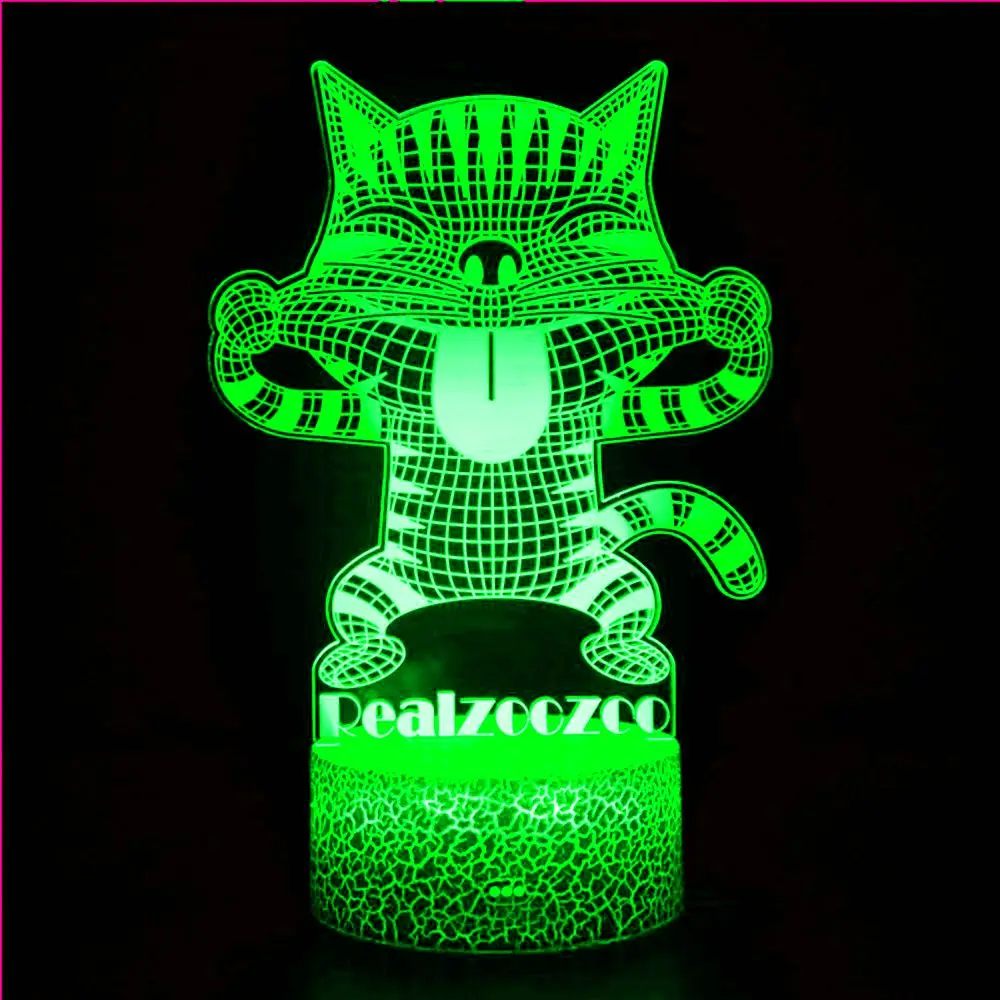 

Anime tiger cat cute cartoon palm night light 3D LED touch sensor color changing children's bedroom decoration lamp unique gift