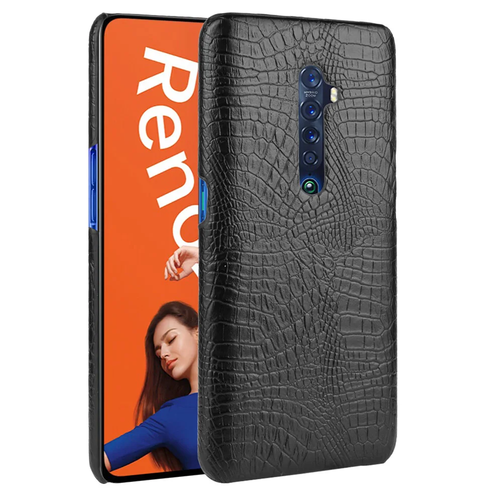 Жесткий чехол из искусственной кожи с текстурой крокодиловой для телефона Oppo Reno 2