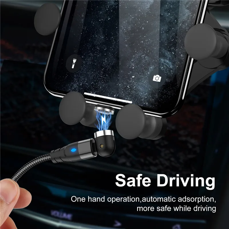 USLION 540 Rotate Magnetic Cable usb 3A Fast Charging Type C Magnet Charge Micro For iPhone 11 Pro 7 Samsung Xiaomi USB C Cable