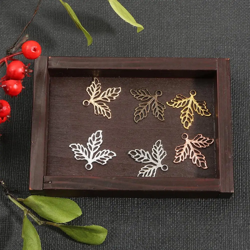 10 шт. полые металлические подвески в виде кленового листа | Украшения и