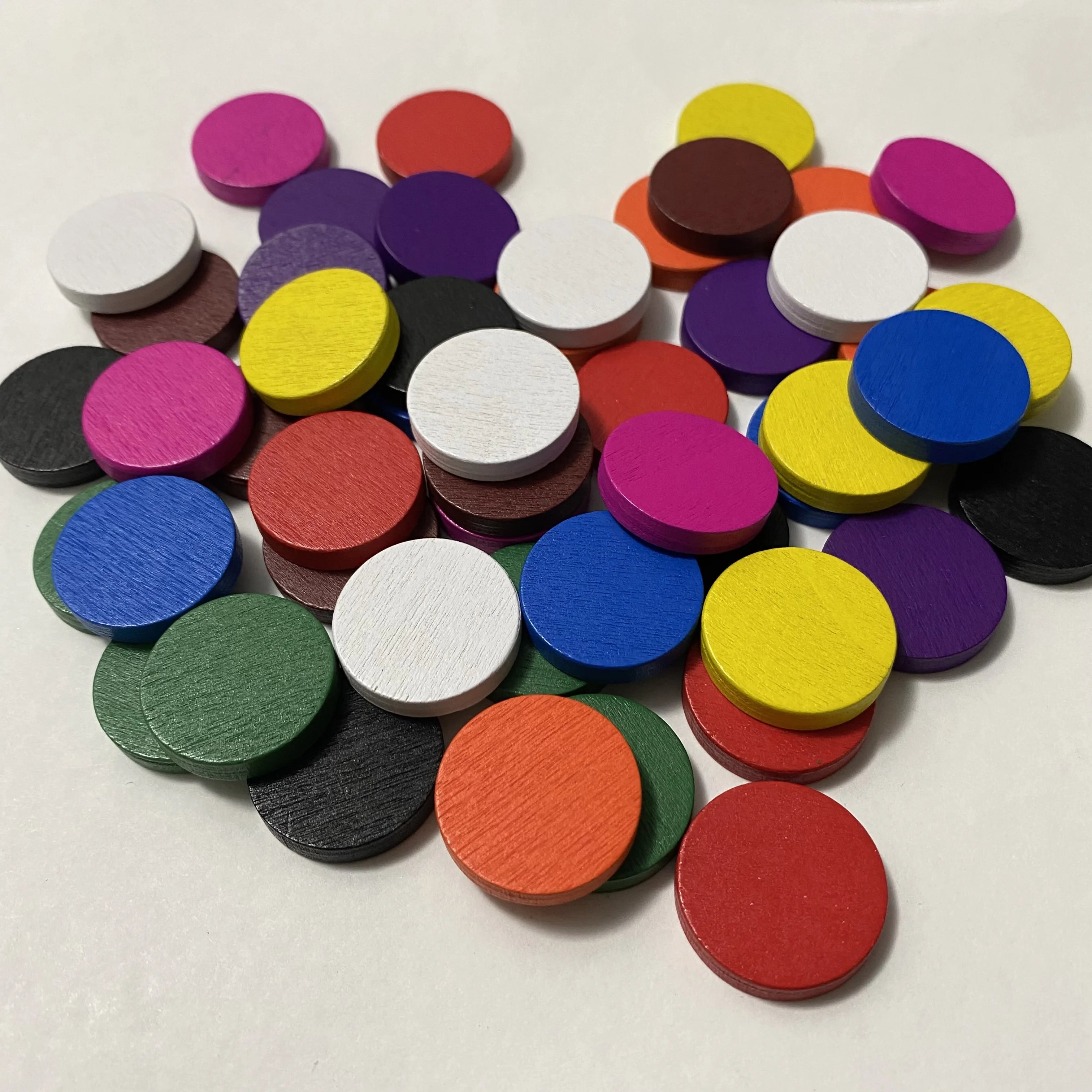 50 Pieces 25*5mm Colorful Wooden Circle Plate Chips Puzzle Chess For Board Game Accessories 10 Colors | Спорт и развлечения