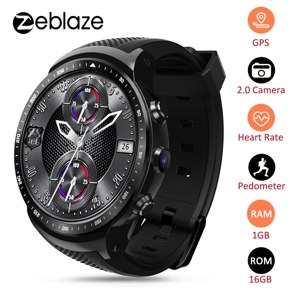 Смарт-часы Zeblaze Thor PRO, 3G, gps, Wi-Fi, Android 5,1, MTK6580, четыре ядра, 1 ГБ, 16 ГБ, 2,0 МП, камера, монитор сердечного ритма, Смарт-часы