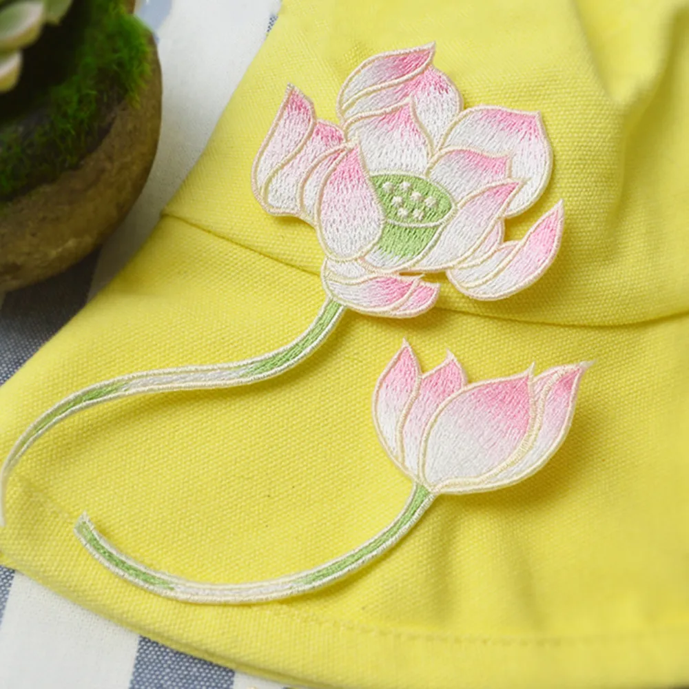 

MAXSIN FUN Высокое качество вышивка цветок наклейка розовый Лотос патч утюжок на джинсы одежда украшения DIY Аппликация аксессуары