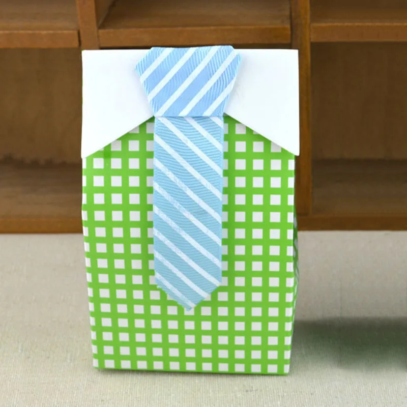 Hot For Birthday Party And Event 10Pcs Boys Girls Personalized With Necktie Sweets Plaid Shirt Tie Bow Favor Box Wedding Candy B | Дом и сад