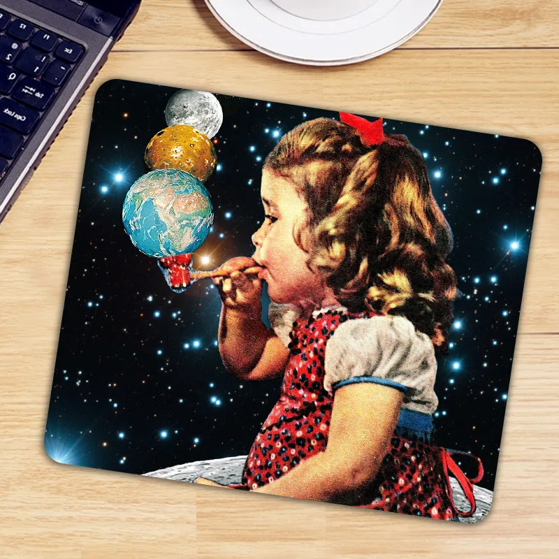 

Игровой коврик для мыши Вселенная, космос, планета Girl, геймерский коврик для мыши, компьютерный коврик для мыши из натурального каучука, ков...