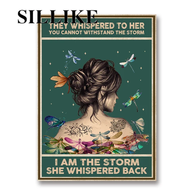 

Retro Poster Strong Women Inspirational Quote Art Prints Girls Gift , A Girl with Butterflies Abstract Painting Wall Decor