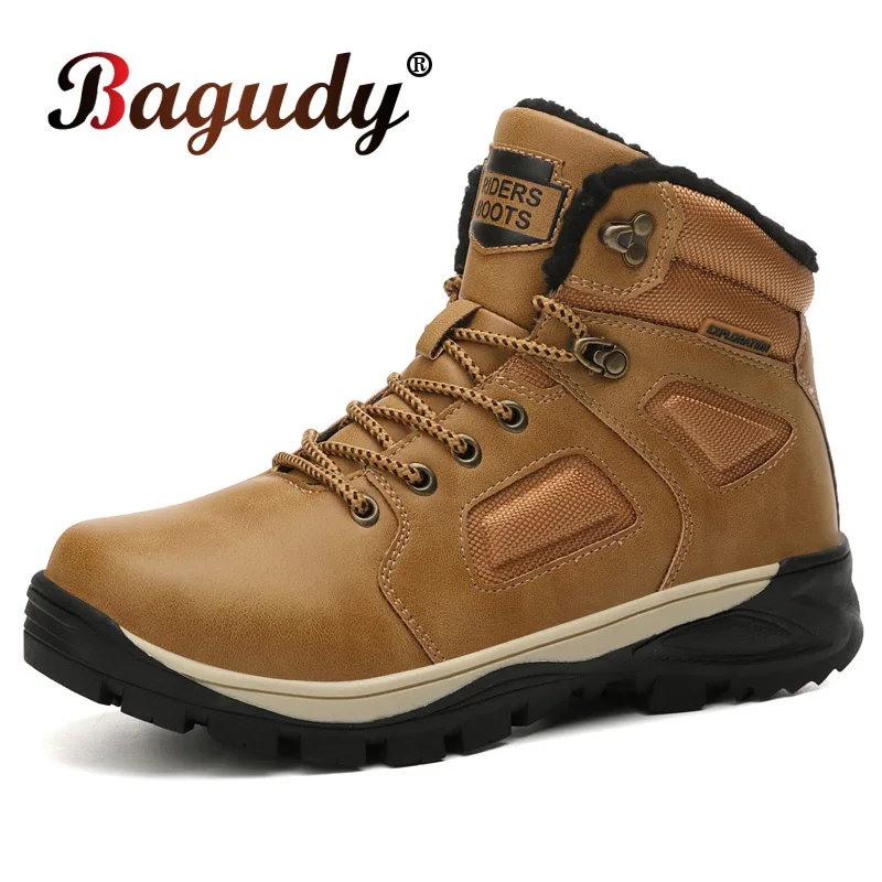 Мужские зимние ботинки на меху водонепроницаемые дезерты уличная теплая обувь