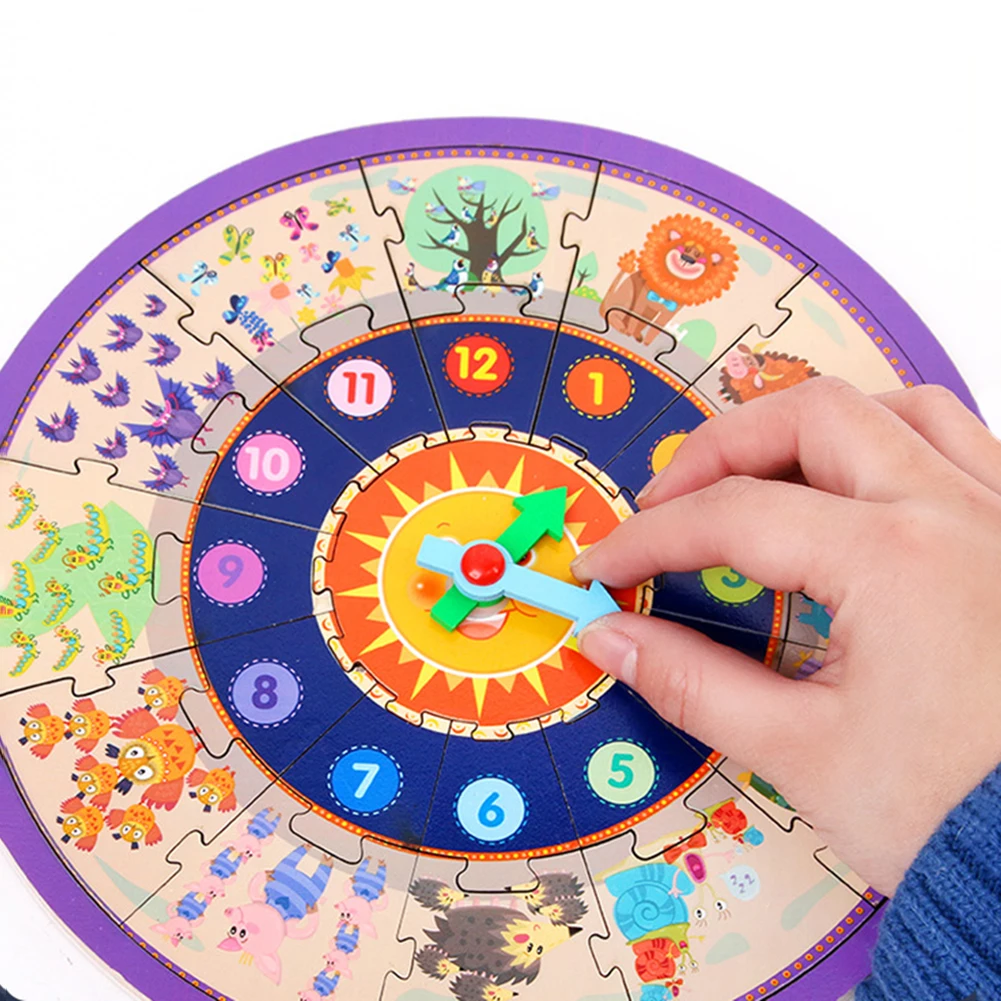 

Two-In-One Jigsaw Puzzle Clock Early Childhood Education Puzzle Understanding Digital Time Puzzle Tabletop Wooden Toys