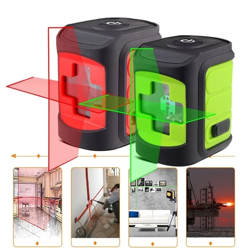 Миниатюрный лазерный уровень 2 линии красный и зеленый луч самонивелирующийся