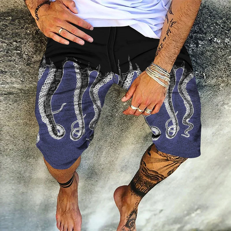 

Octopus Print 2022 Summer New Hawaiian Beach Pants Surf Shorts Fashion Swimming Trunks Retro Harajuku Hip Hop Streetwear S-6XL