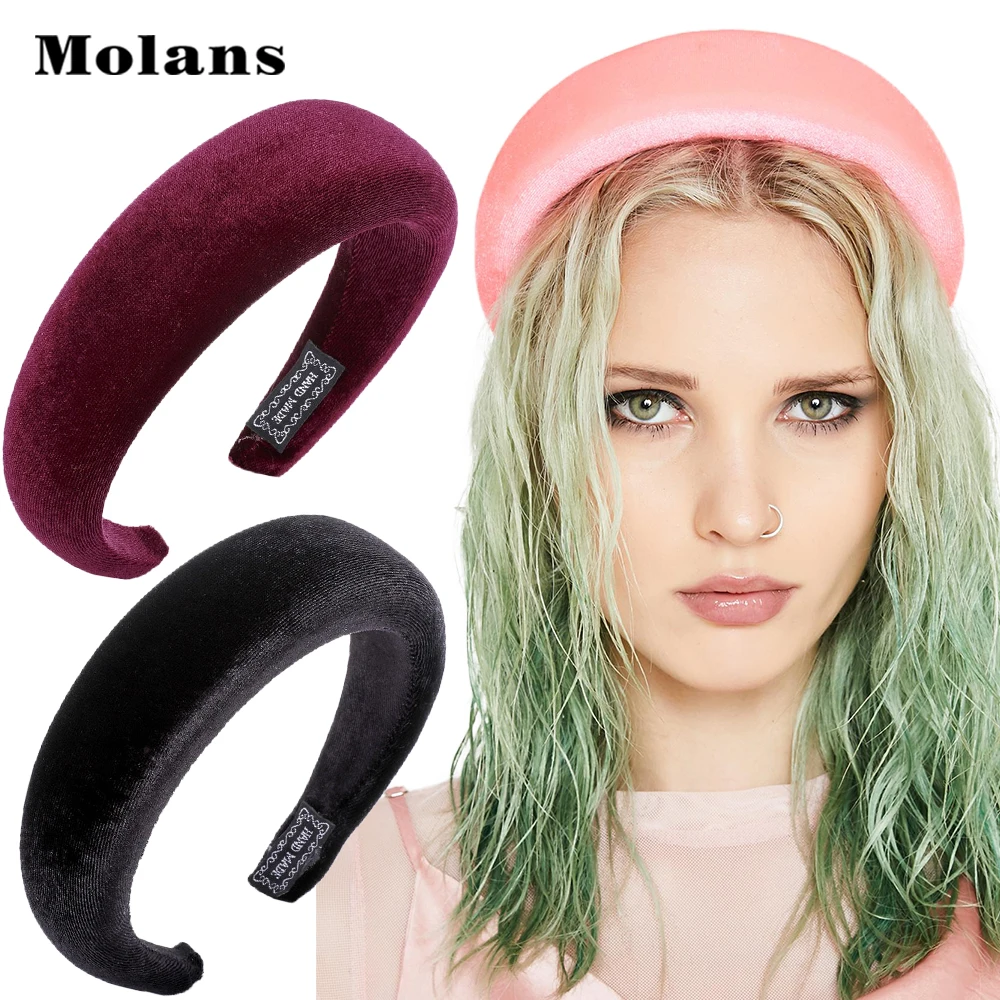 

Однотонная повязка на голову в стиле ретро, утолщенная губчатая повязка для волос, Женский обруч для волос в стиле 90, ободок для девочек, осе...