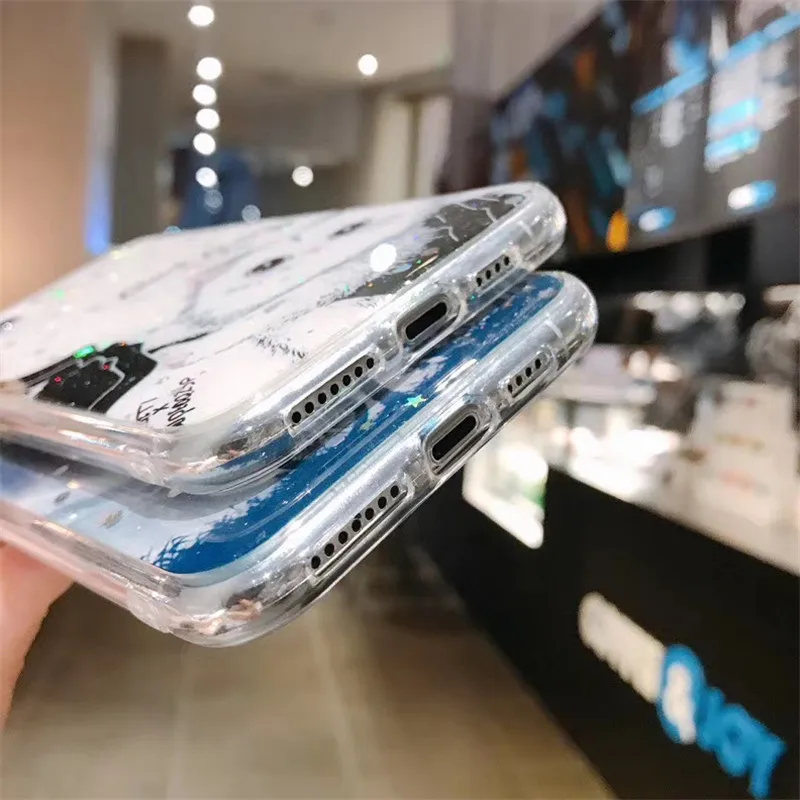 

Shiny Powder Starry Sky Cat Phone Case for Iphone11 Pro Max X 7 6 8plus Crashworthiness Protective Soft Shell for Iphone 11 Case