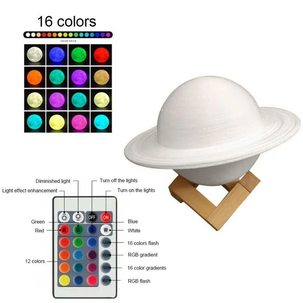 

15cm Led USB Round Fantasy Saturn Lamp 3D Printing Decoration Light bedroom Atmosphere Chirdren Night Gift Christmas E7V9