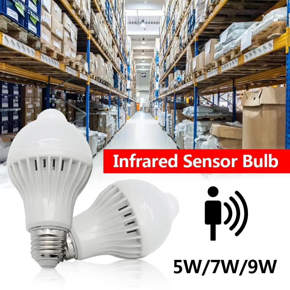 

E27 5W 7W 9W LED PIR Motion Sensor Light Bulb 85-265V Infrared Sensor Bulb White Light 5700K for Stair Corridor Warehouse