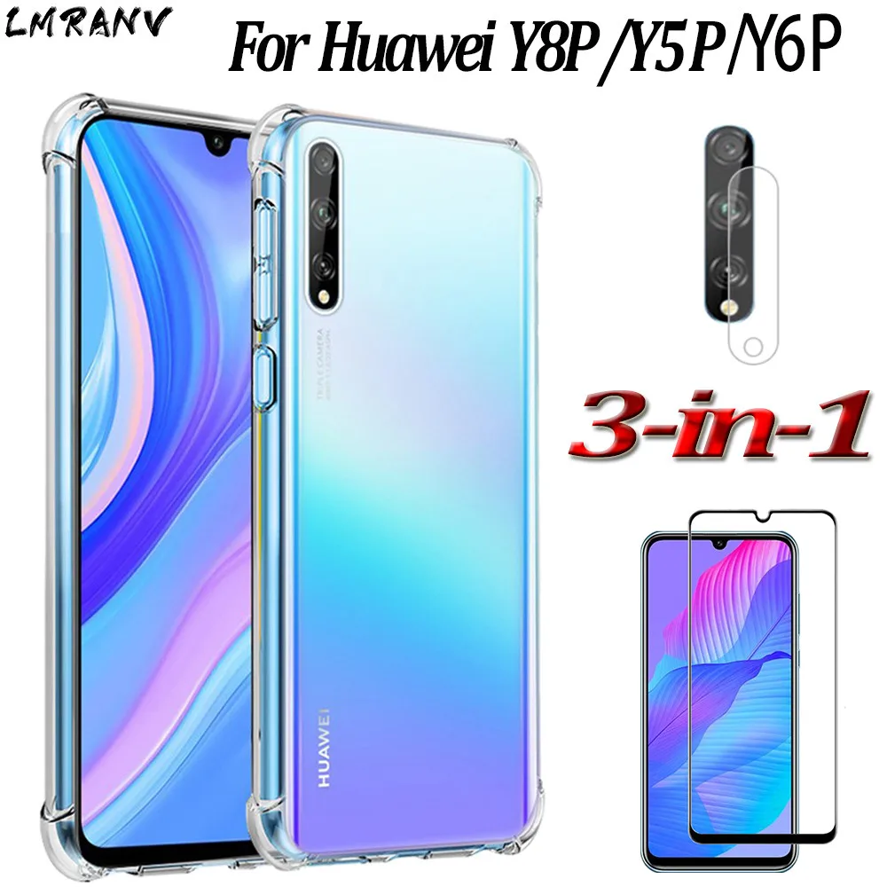 хуавей Y6P Y8P Силиконовый чехол на Huawei Y6p для телефона+камера+стекло Мягкий