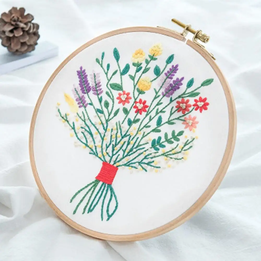 DIY Embroidery Flower Handwork Needlework for Cross Stitch Kit Ribbon Painting Hoop Home Decoration QE | Дом и сад