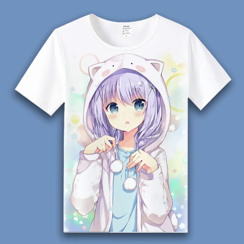Футболка для косплея аниме заказ кролика летняя футболка кафuu Чино топ с