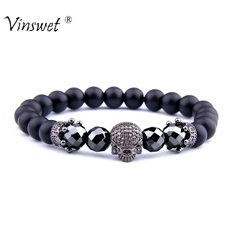 Ограненный гематит браслет из бисера мужской черный оникс натурального камня