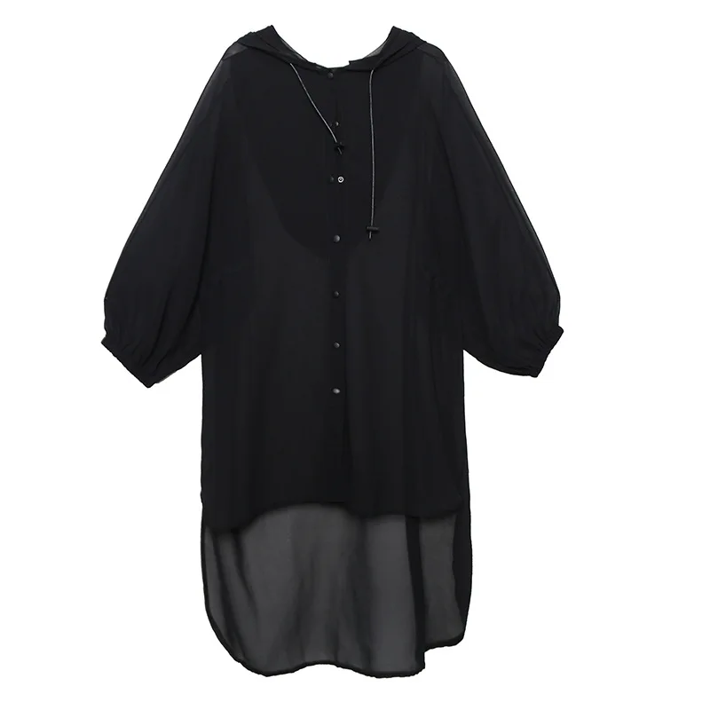 

Sun Protective Leopard Print Beach Dress Cover Up Women Summer 2020 Plus Size Hooded Chiffon Anti-UV Tour Outwear Irregular Hem