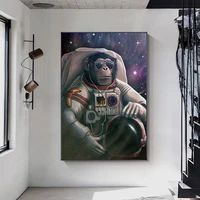 dog wear space suit monkey with headphones canvas art posters and prints animals on wall nordic canvas pictures kids room decors