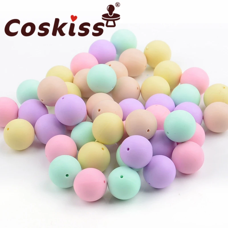 

Coskiss 100pcs Food Grade Round Silicone Beads 12mm Baby Teething Necklace Toy DIY Pacifier Chain Care Baby Teether Product BPA