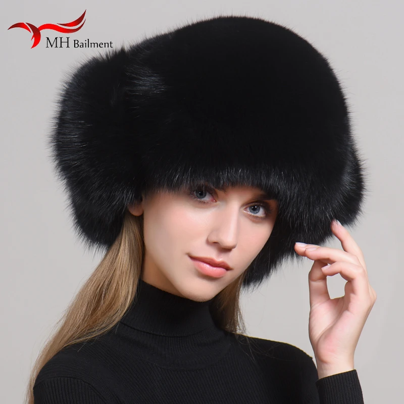 Fox Fur Hat Winter Hats For Women New Furry Real Raccoon Fur Hat Female Fashion Luxury Brand Fur Ball Hat Beanies