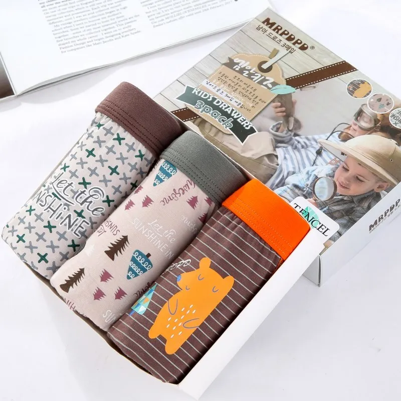 3 шт./лот Новое поступление детские мягкие хлопковые трусы боксеры для мальчиков