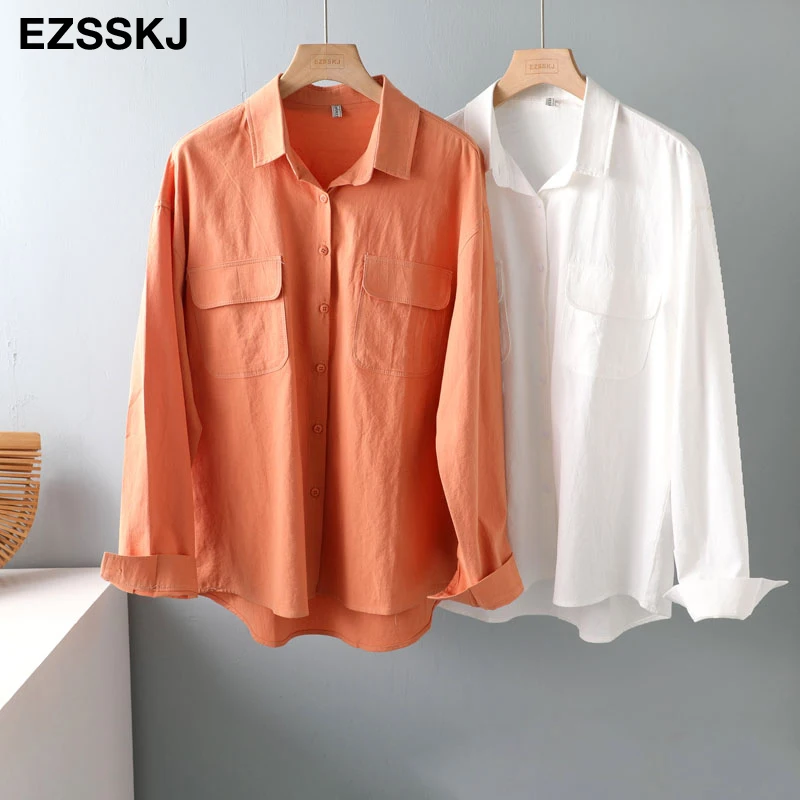 Новинка 2021 шикарная Повседневная фоторубашка Женская белая блузка рубашка на