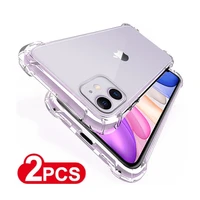 2pcs shockproof silicone clear phone case for iphone 13 case soft back cover for iphone 11 12 13 pro xs max x 8 7 6 6s plus case