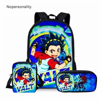 nopersonality game anime beyblade burst print school bag bookbags sets for teenager boys cool cartoon kids schoolbags children