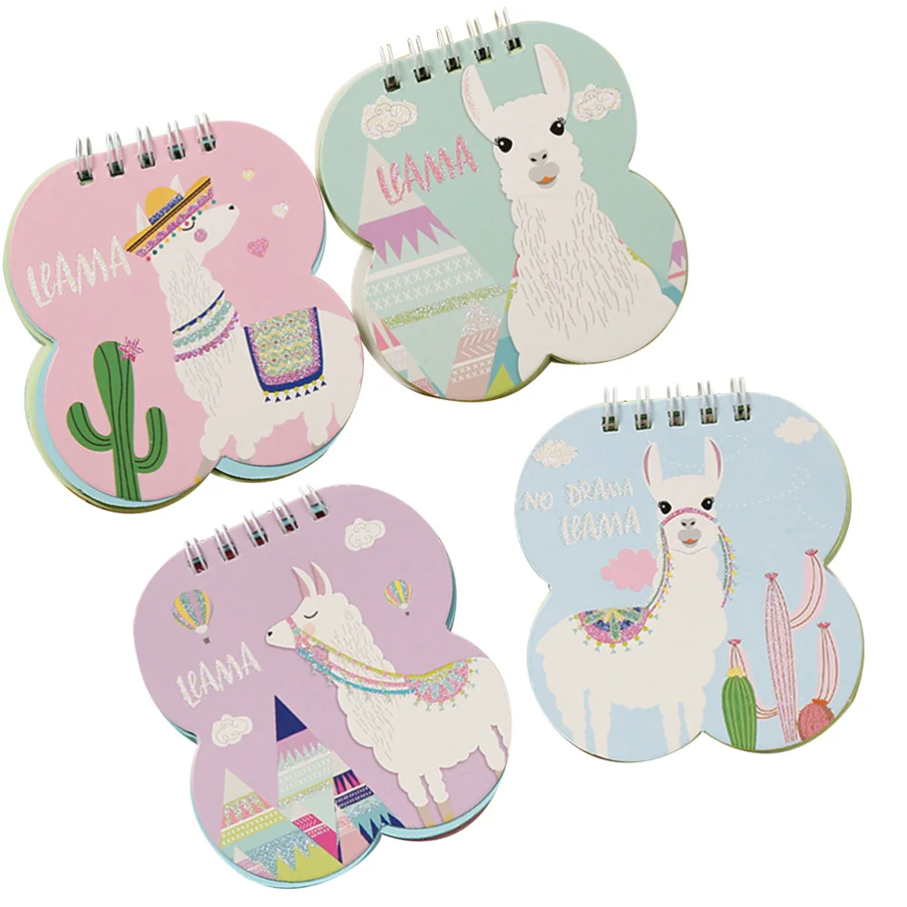 

4pcs Alpaca Coil Notepads Practical Writing Notebooks Students Notepads