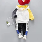 Повседневный комплект одежды для маленьких мальчиков, свитшот с капюшоном и длинными рукавами, Детские наряды в стиле пэчворк, детский пуловер, спортивный костюм, костюмы на 1- 4 года