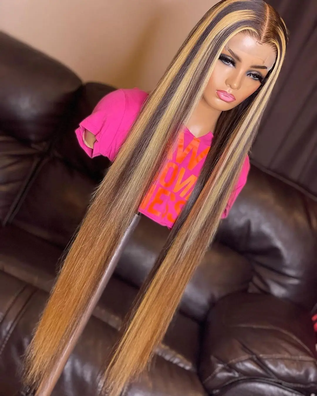 

360 HD Lace Front Human Hair Wig 13x6 13x4 Highlight Straight Glueless Frontal Brazilian Ombre PrePlucked Virgin For Black Women