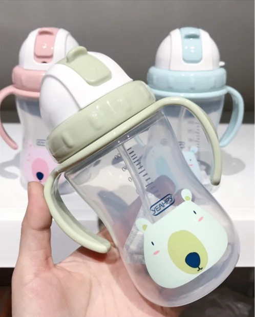 Дети учатся питьевая вода соломенная ручка бутылка детская чашка милый учебный