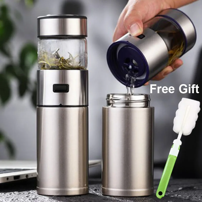 Два в одном Термокружка Чай вакуума с двойными стенками из нержавеющей стали