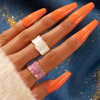 korean version creative metal irregular round open width joints rings colorful ice cream enamel epoxy ring set for women jewelry